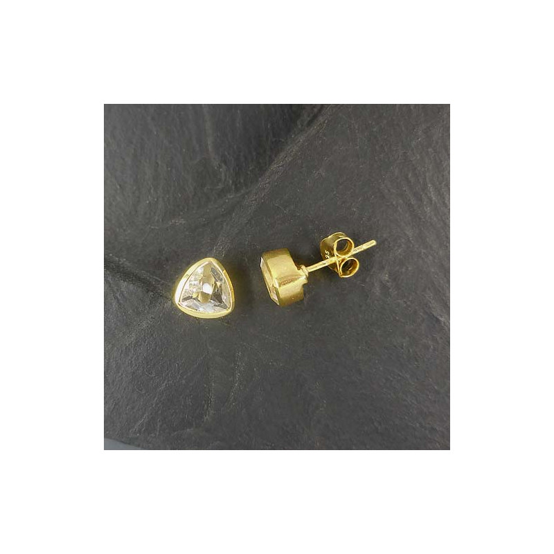 Bergkristall Ohrstecker Dreieck Vergoldet